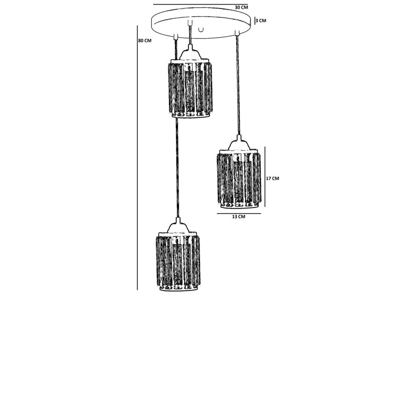 Élégant lustre en métal doré, hauteur réglable, 12,6 po x 6,7 po | Bouchon en verre, plaque de base de 11,8 po x 1,2 po | 3 x douilles E27 (40 W maximum) | Parfait pour la salle à manger et les espaces de vie, design élégant et moderne