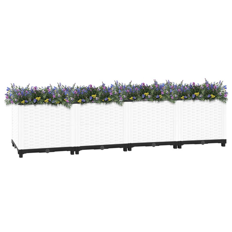 Raised Bed Polypropylene Garden Planter Pot Planting Box Flower Pot, 160 x 40 x 38 cm, White