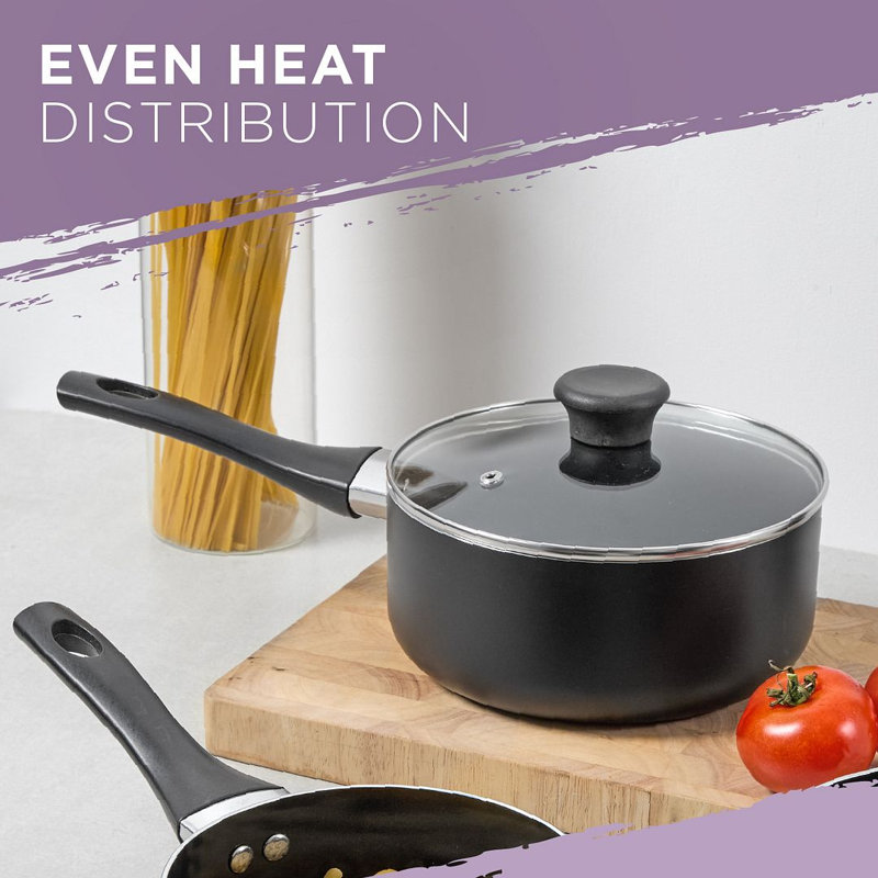 Blackmoor 20cm Black Saucepan with Lid, 2.6 L