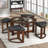 Solid Wood Glass Top Round Table Set, Coffee Table With 4 Stools
