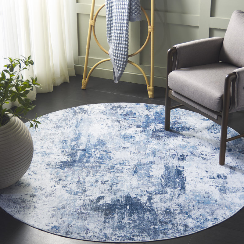 Allenna Monica Performance Machine Washable Abstract Rug, Round 6'