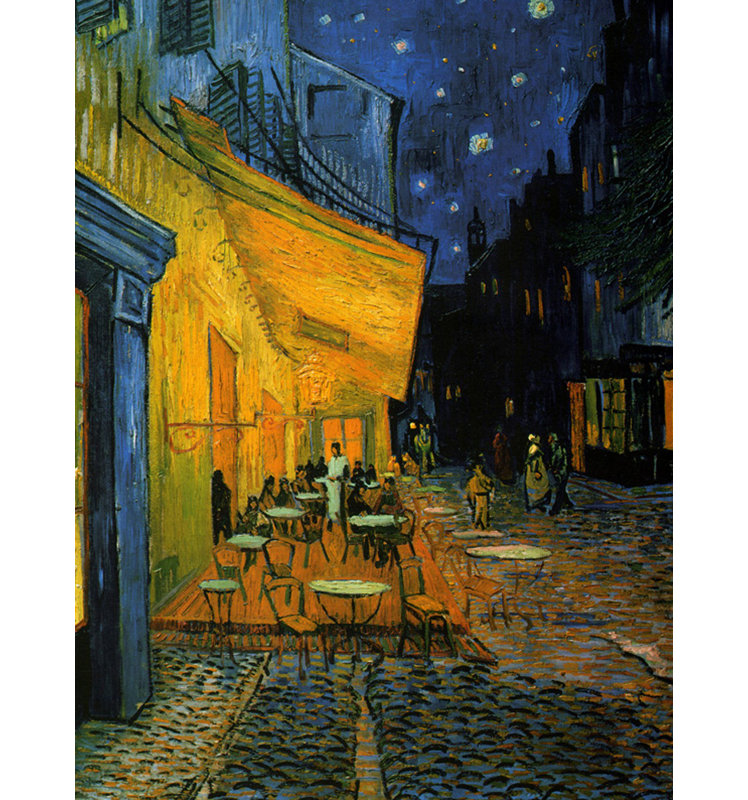 Terrasse de café la nuit, H 37 po x l 28 po