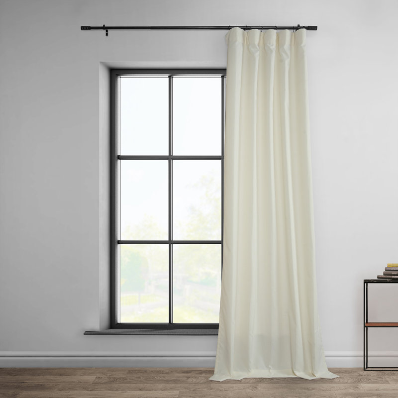 Chittick Dobby Linen Light Filtering Curtains - Single Panel Drapes (1 Panel), Off-White, 50" W x 84" L