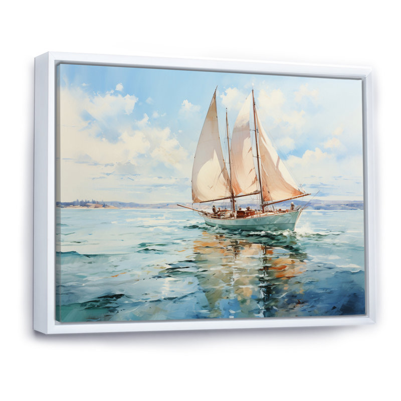 Rensel " Boat Whispering Breezes II ", Cadre flottant blanc, H 12 po x l 20 po x P 1 po