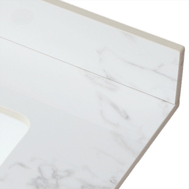Bathroom Vanity Top With Rectangular Undermount Ceramic Sink, Three Faucet Hole