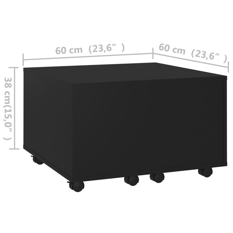 Godart Wheel Coffee Table with Storage, Black