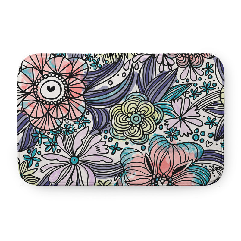 Tapis de bain Flora and Fauna, L 17 po x L 24 po, Bleu