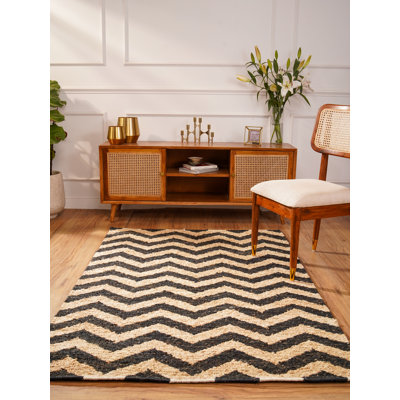 Crayton Hand Knotted Sumak Jute Eco-Friendly Solid Area Rugs - Rectangle, Black Off White Color, Contemporary Modern Design, High Pile, Natural Fiber, Outdoor Indoor Handmade Area Rugs for Living Room, Bed Room