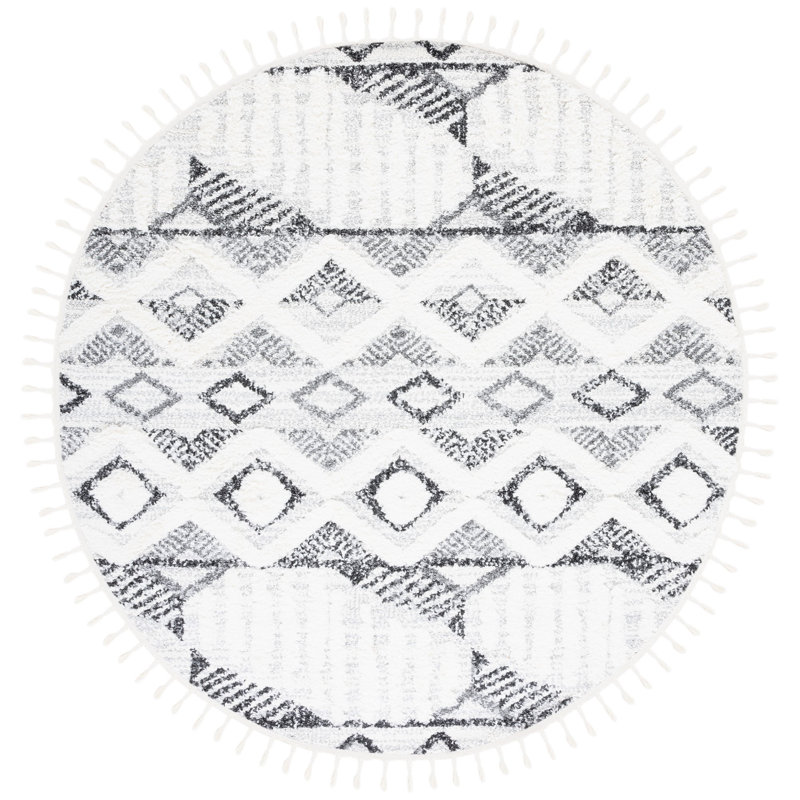 Moroccan Tassel Shag Performance Southwestern Rug, Round 6'7"