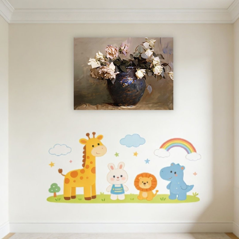 Rose, nature morte, thème neutre de couleur, art mural non encadré, L 24 po x l 36 po