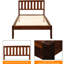 Lit plateforme en bois massif pour lit simple, tête de lit et lattes fiables (lit simple en noyer
