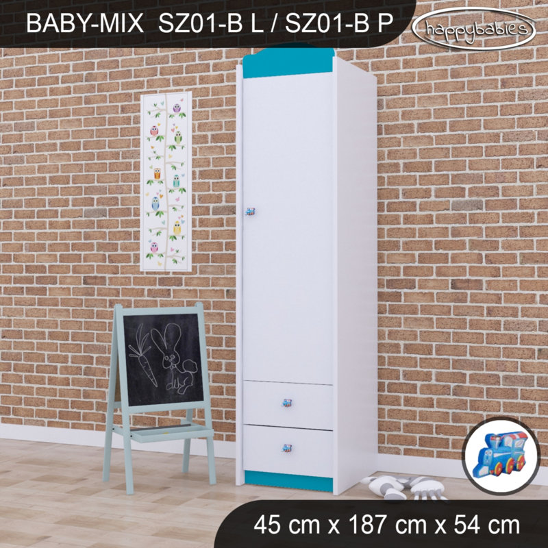 Baby Mix Choo 1 Door Wardrobe, Blue