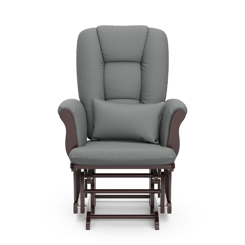 Tuscany Rocking Chair Glider with Ottoman, Espresso, Gray