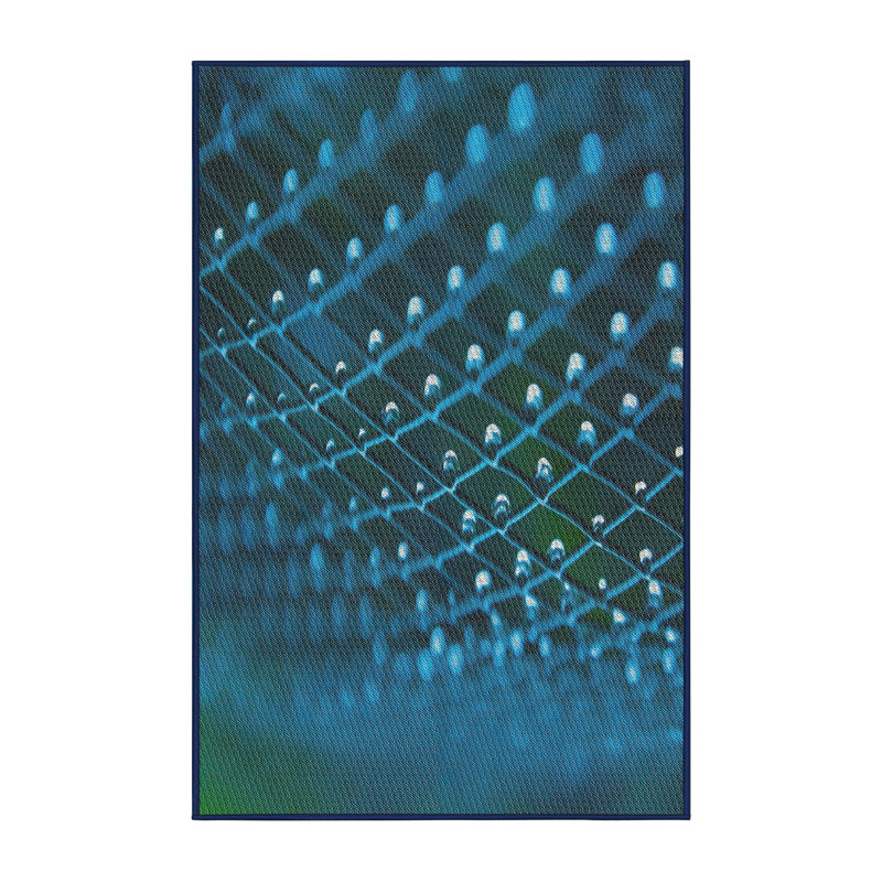 Tapis bleu/vert à motifs, Rectangle 4 pi x 6 pi