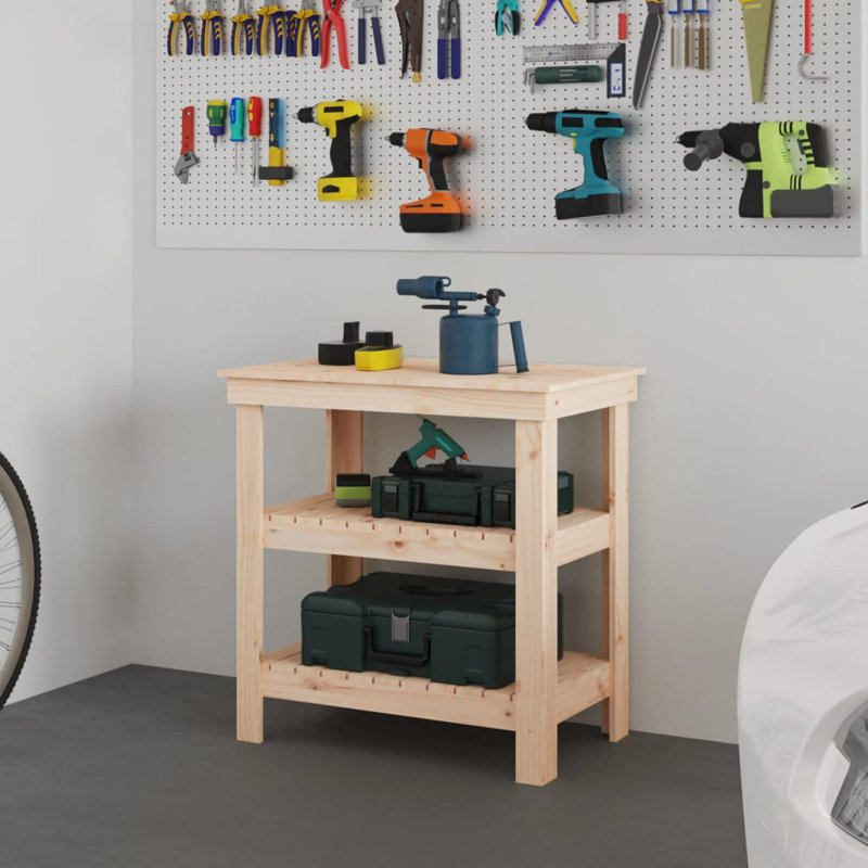  Work Bench Solid Wood Pine, 31.5" H x 30.9" W x 19.7" D