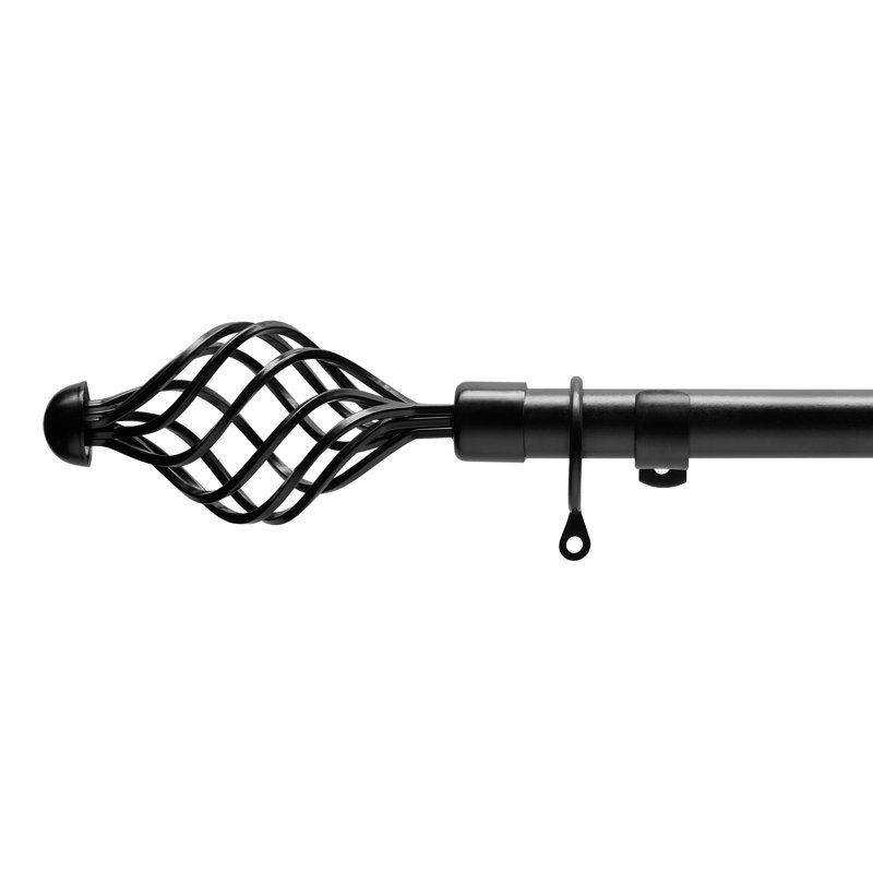 Rheba Adjustable Curtain Pole Set, 6cm H x 120cm W x 6cm D, Black