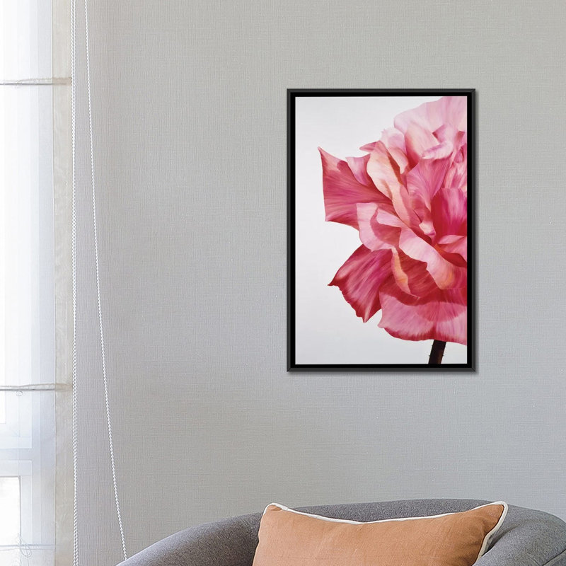 « rose double i », impression sur toile, H 26 po x l 18 po x P 1,5 po, Toile avec cadre noir, Pas de tapis