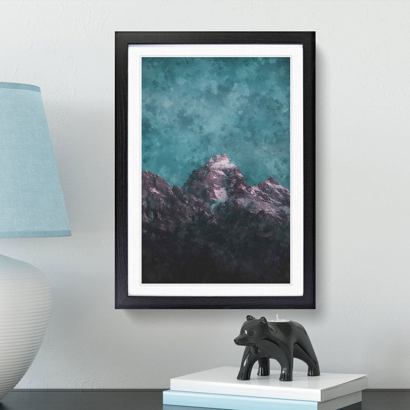 Mountain Peak in Wyoming - Picture Frame Painting Print, Black Framed, 63cm H x 45cm W x 2cm D