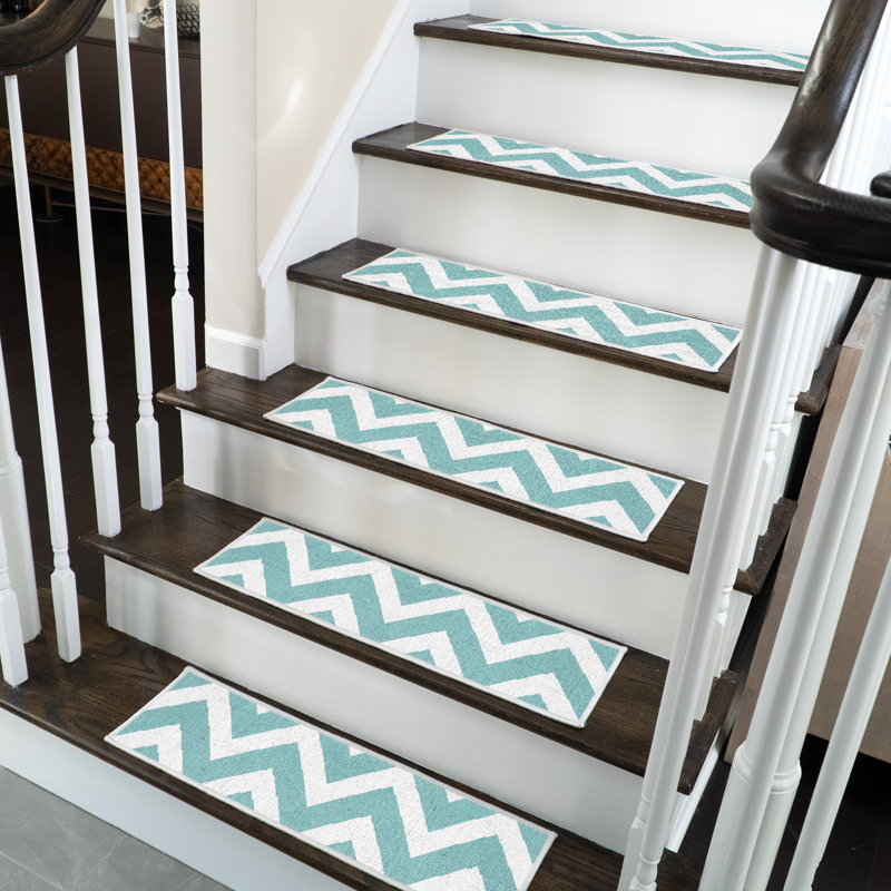 Tapis d'escalier intérieur antidérapant Eshaal, Bleu sarcelle