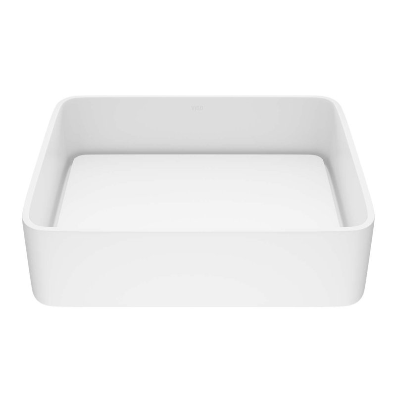 Jasmine 18" L x 15" W x 5" H Matte White Handmade Rectangular Vessel Bathroom Sink