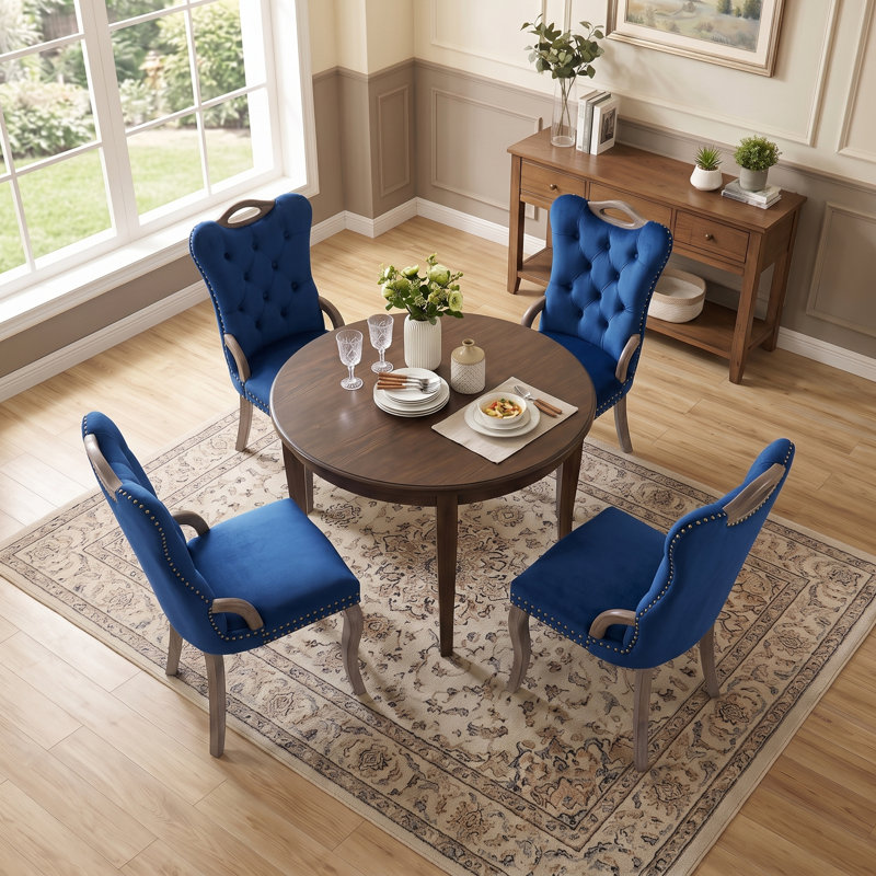Chaises de salle à manger rembourrées avec capitonnage, Marine