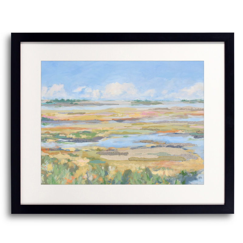 Lazy River 8 Print by Karin Olah, Black Single Picture Framed Paper, White, 39" H x 30" W