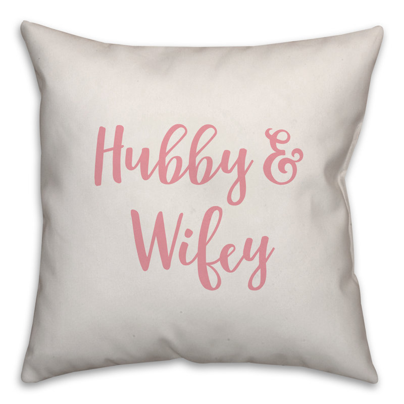  Coussin Hubby and Wifey, Coussin décoratif, Blanc / rose