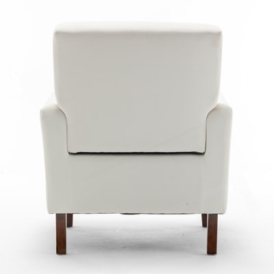 Patterned Polyester Blend Armchair, Solid Birch Wood Frame with Brown Tapered Legs, Foam Padded Accent Chair with Trim Detail for Living Room Office