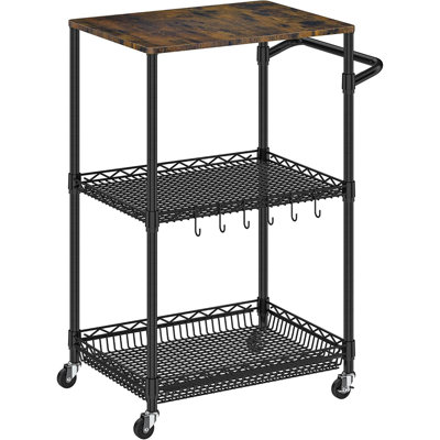 Rolling Kitchen Cart With Wheels, 3 Tier Metal Utility Cart With...