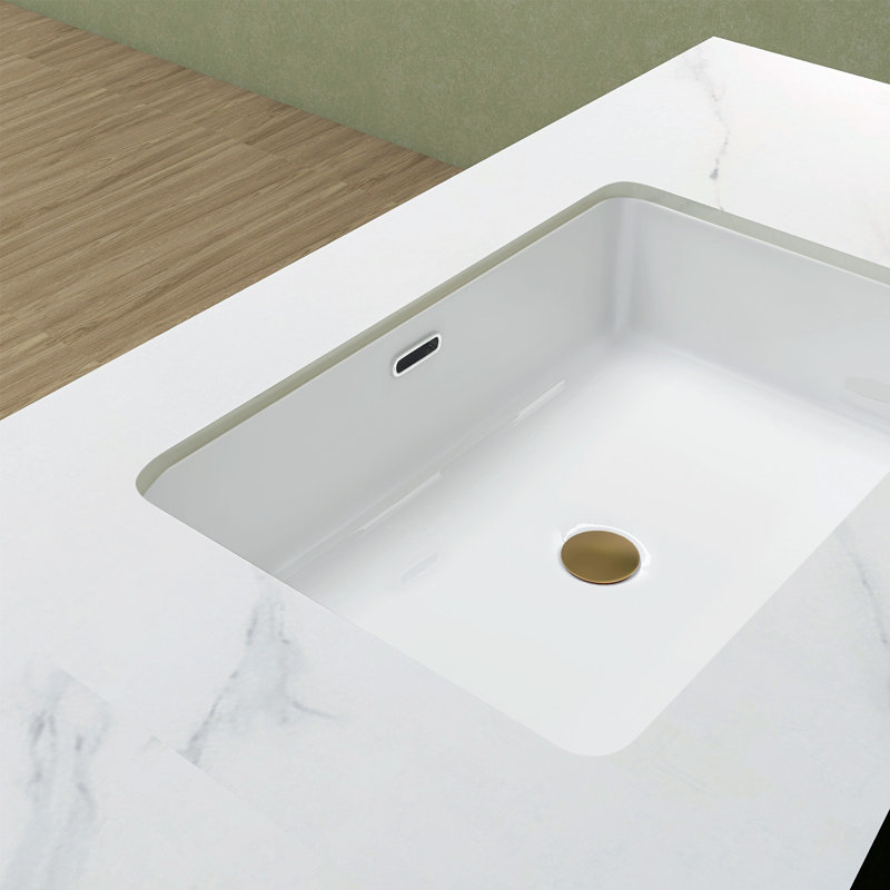 Lavabo de salle de bain encastré rectangulaire en porcelaine vitreuse avec trop-plein 23 5/8 po x 15 9/16 po