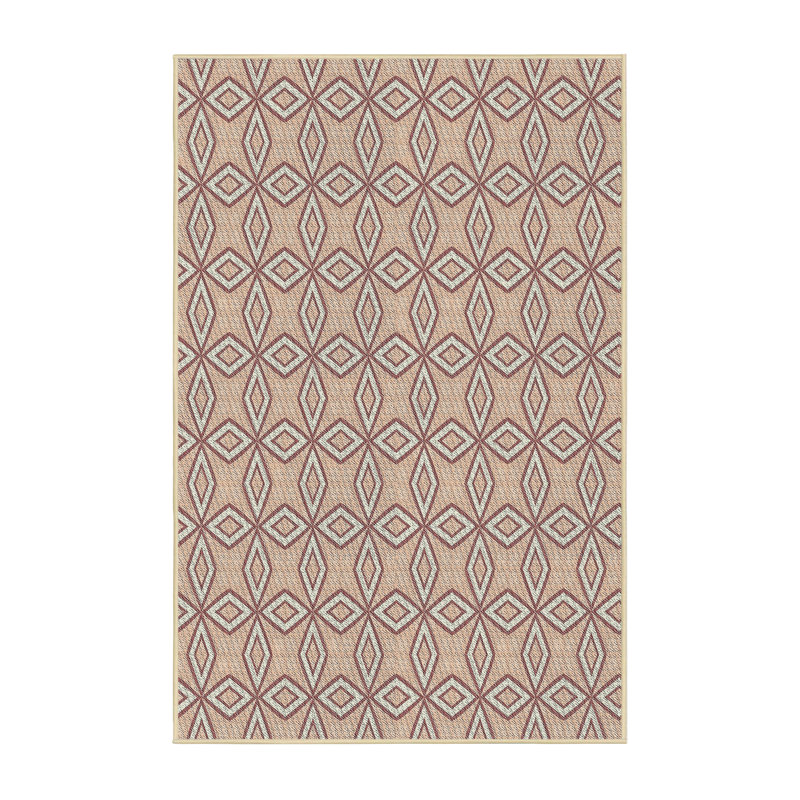 Rose géométrique regil/Tapis décoratif beige, Rectangle 5 pi x 7 pi
