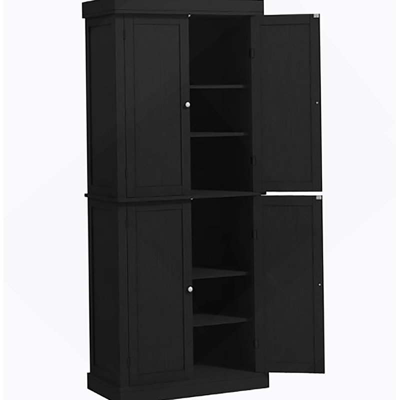 Armoire de cuisine de style nordique, armoire de cuisine autoportante, armoire de rangement avec portes et tablettes, Noir