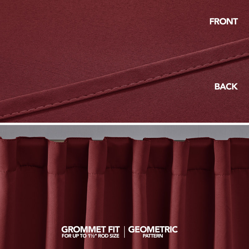 Taburao Back Tab Room Darkening Curtain Pair, 42" W x 84" L, Burgundy Red