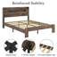 Structure de lit plateforme en bois avec rangement pour grand lit, tête de lit à DEL, 2 ports USB, silencieux, sans sommier, brun foncé-945759009