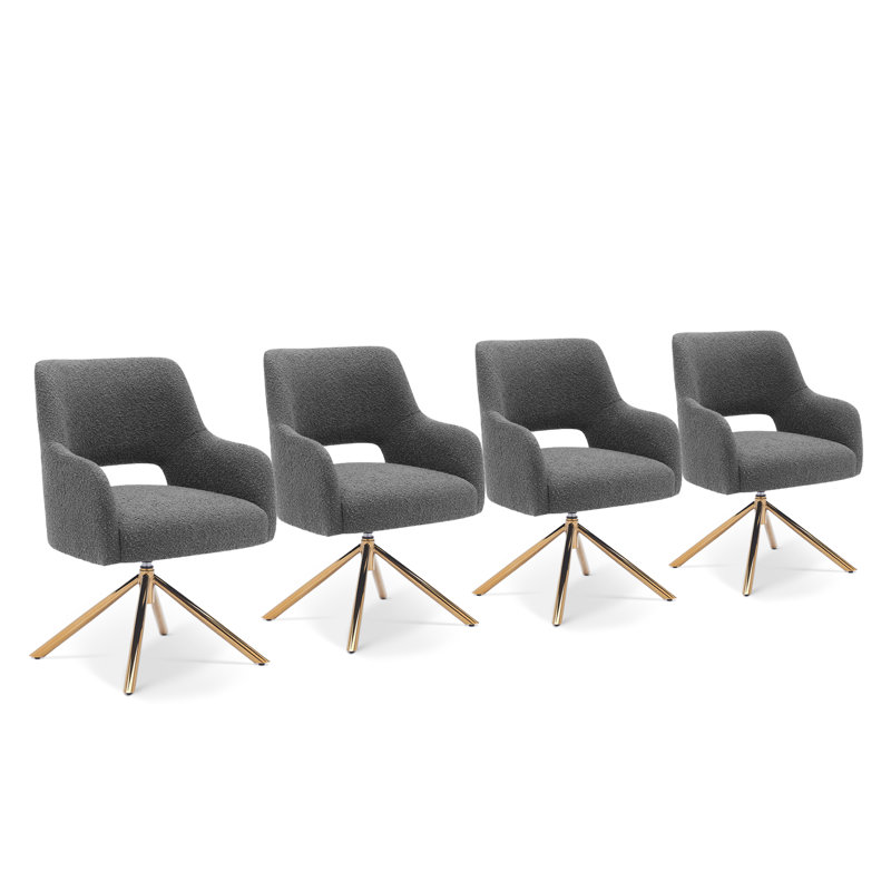 Upholstered Swivel Armchair, Gray Polyester Blend