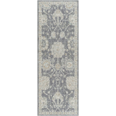 Garlef Machine Woven Oriental Gray/Blue Area Rug