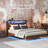 Bed Frame With Led Lights, Industrial Platform Bed With Charging Station-669411010