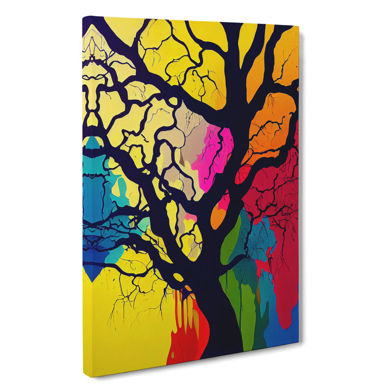 A Colourful Abstract Tree No.2 - Wrapped Canvas, 76cm H x 50cm W x 3cm D