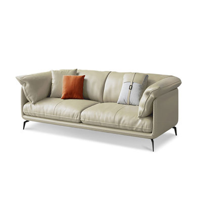 Beige Genuine Leather Standard Sofa cushion Loveseat