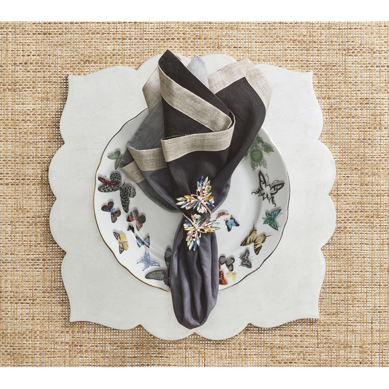 Butterflies Napkin Ring in a Gift Box, Champagne/Crystal