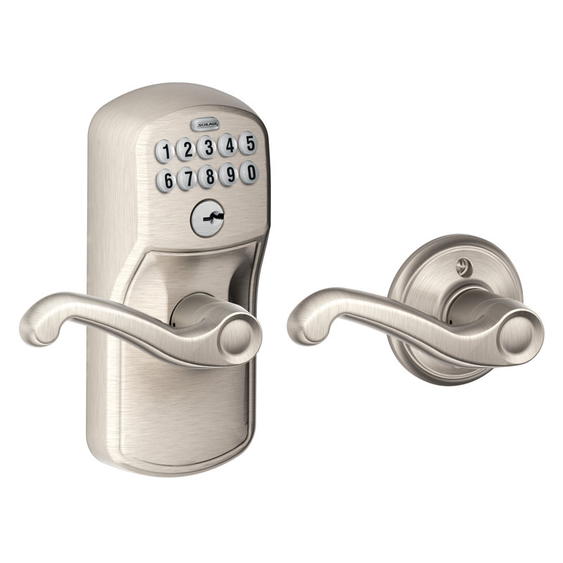 Flair Door Lever with Plymouth Trim, Satin Nickel, Yes, Keyed Alike