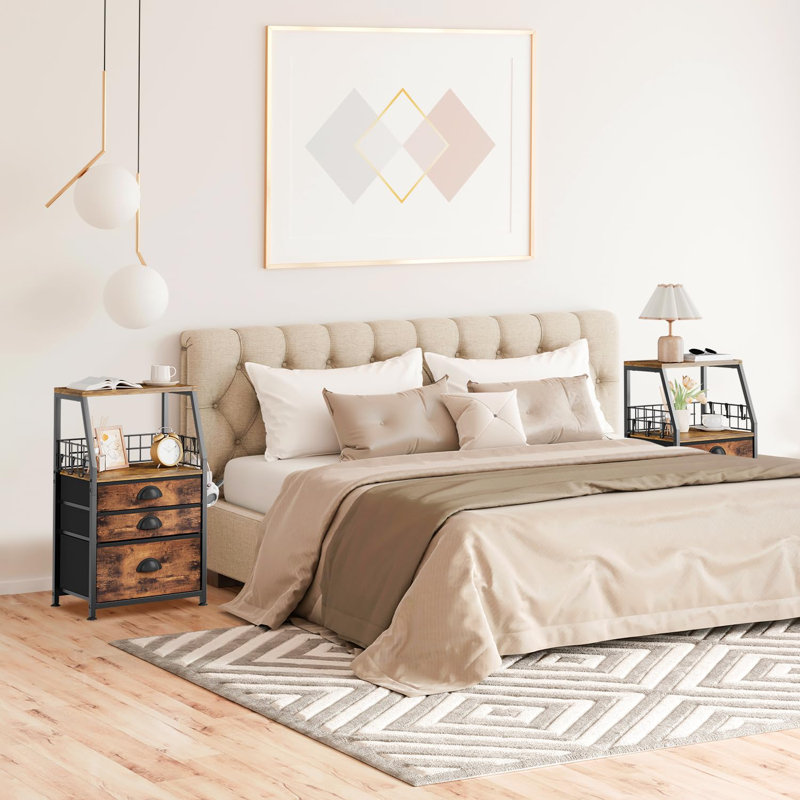 30cm W Metal Bedside Table
