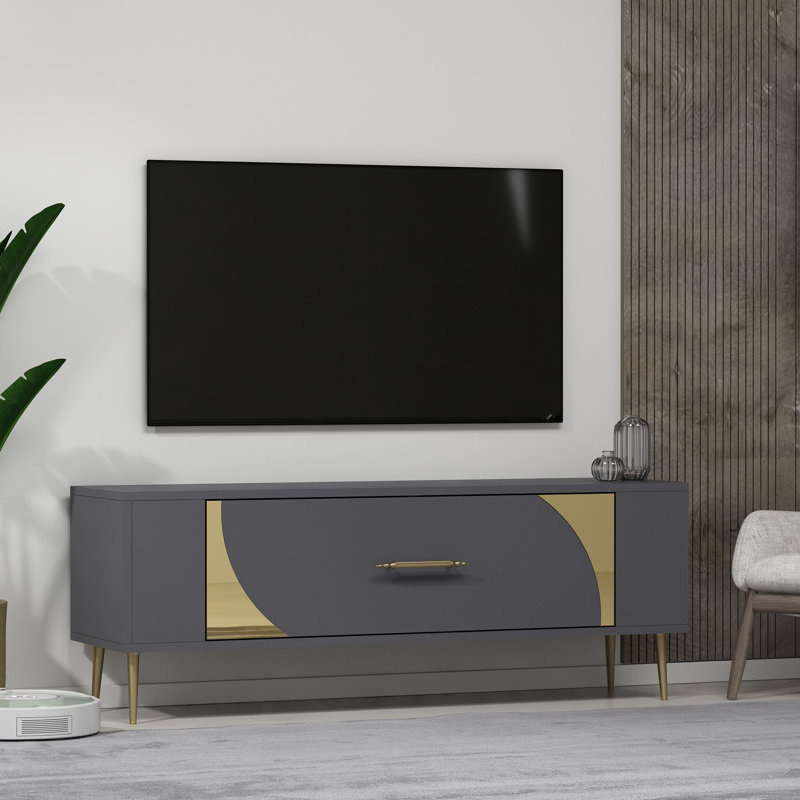 Olivia Unfinished TV Stand, 120cm, Grey/Gold