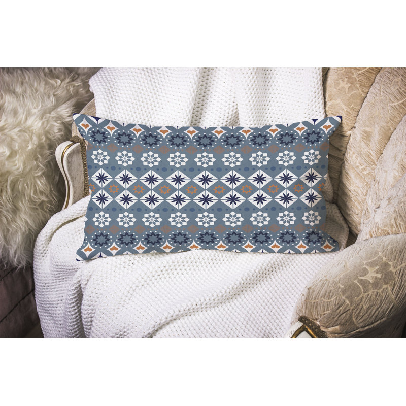 Shape Synergy  Rectangular Throw Pillow, Blue/Orange