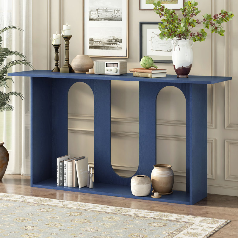 Modern and Curved Design Ash Veneer Console Table with Shelf,Suitable for Entryway,Hallway Living Room,Foyer,Corridor
