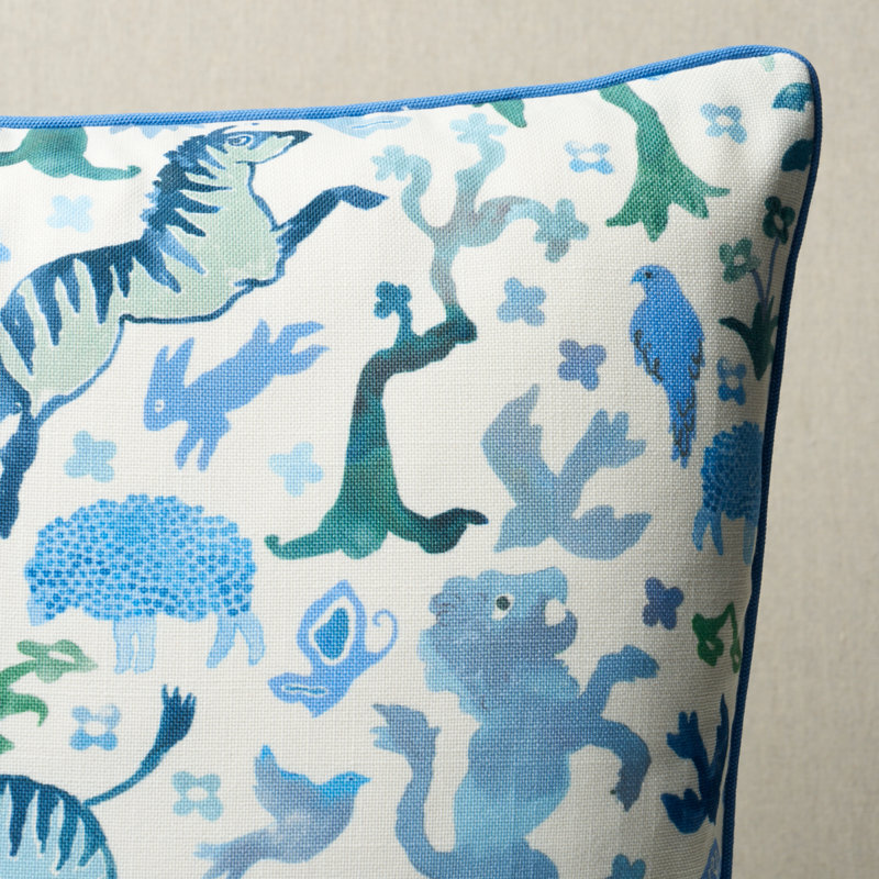 Schumacher x Happy Menocal Beasts Pillow, Blue/Green