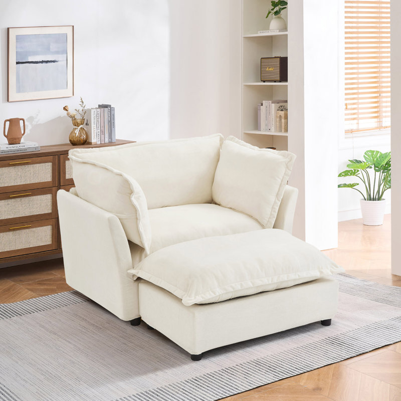 Canapé rembourré 47 "avec repose-pieds Danieal, Beige