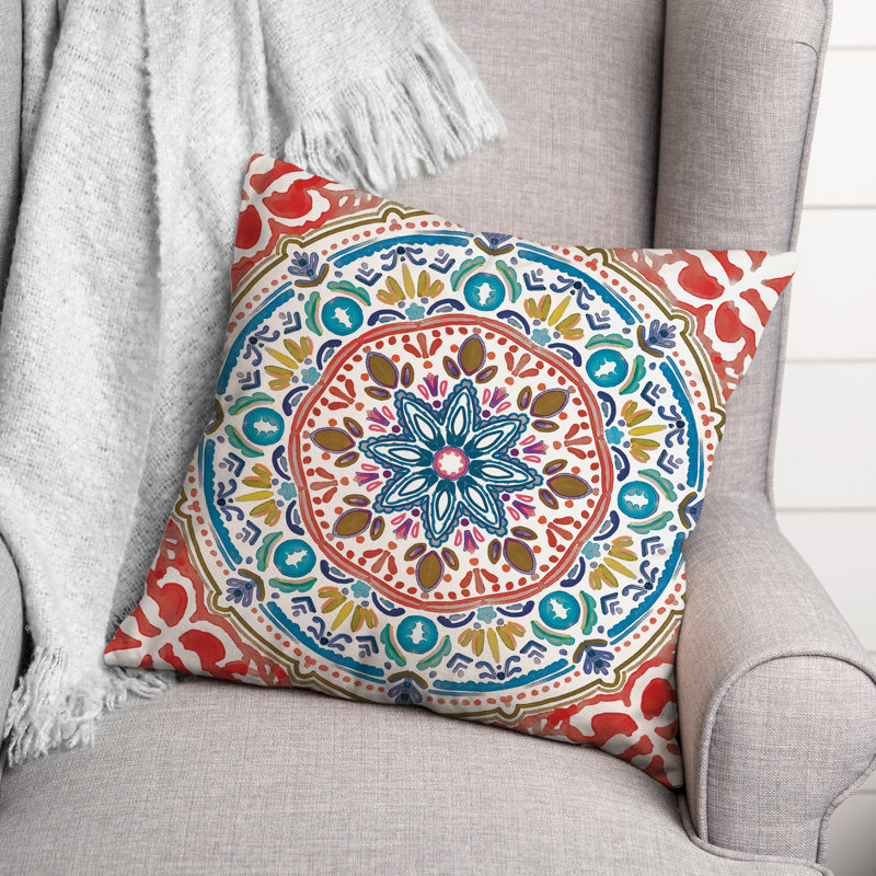 Housse et insert de coussin extérieur d'extérieur, Rouge, Floral 6