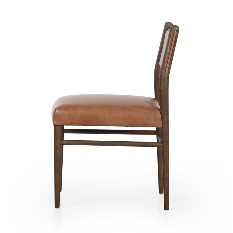 Morena Side Chair in Alcala Fawn, Sonoma Chestnut Genuine Leather