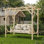 Pergola d'extérieur avec balancelles, ensemble de balançoires de patio 3 places pour la cour, le jardin